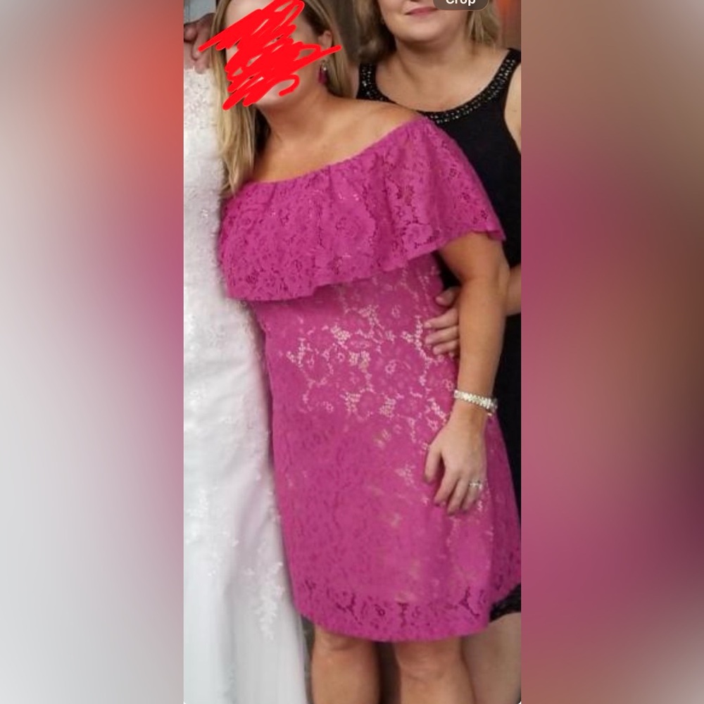 Eliza J Pink Lace Off-Shoulder Dress
